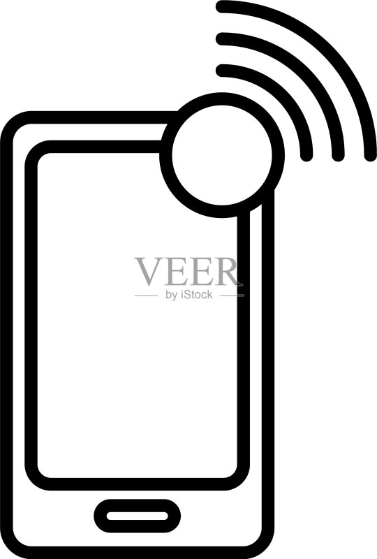 具有无线网络连接线条风格图标的智能手机图标素材
