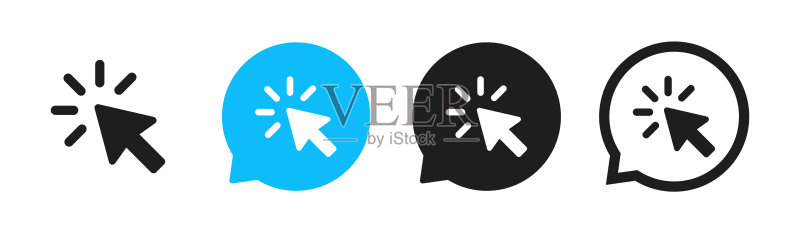语音气泡中的鼠标箭头光标矢量图标图标素材