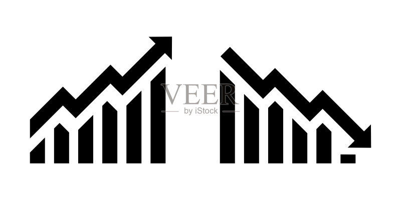 增长矢量图标,带上下箭头的图表图标素材