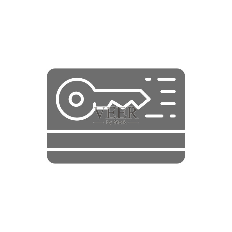 带灰色安全密钥的信用卡图标图标素材