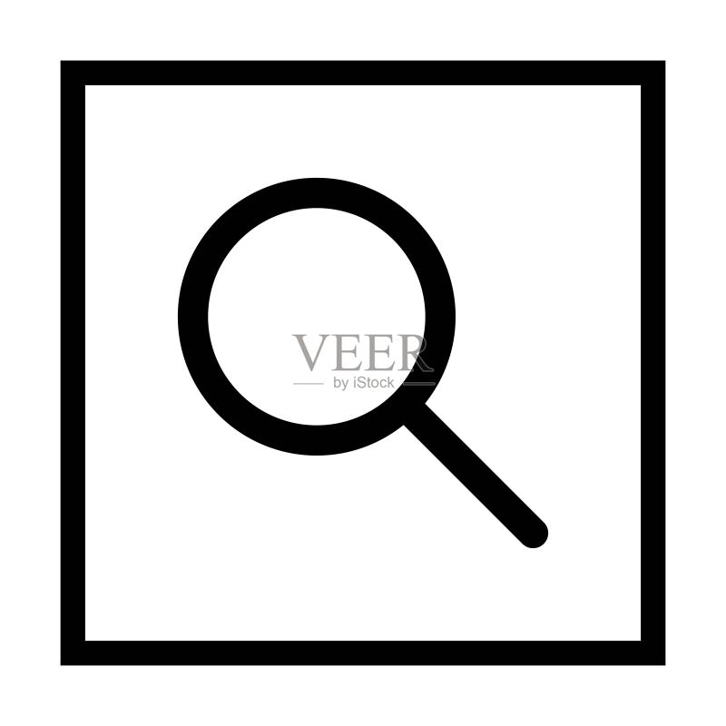 搜索图标矢量放大镜符号,扁平彩色字形图标用户界面图标素材