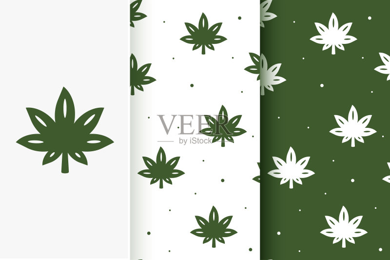 扁平风格大麻无缝图案图标素材