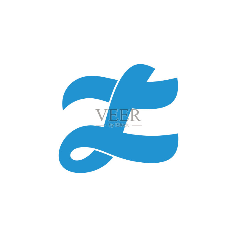 抽象字母L蓝色波浪设计Logo图标素材
