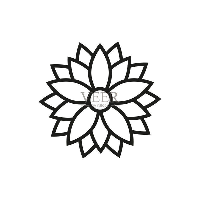 潮流扁平风格荷花图标矢量LOGO模板图标素材
