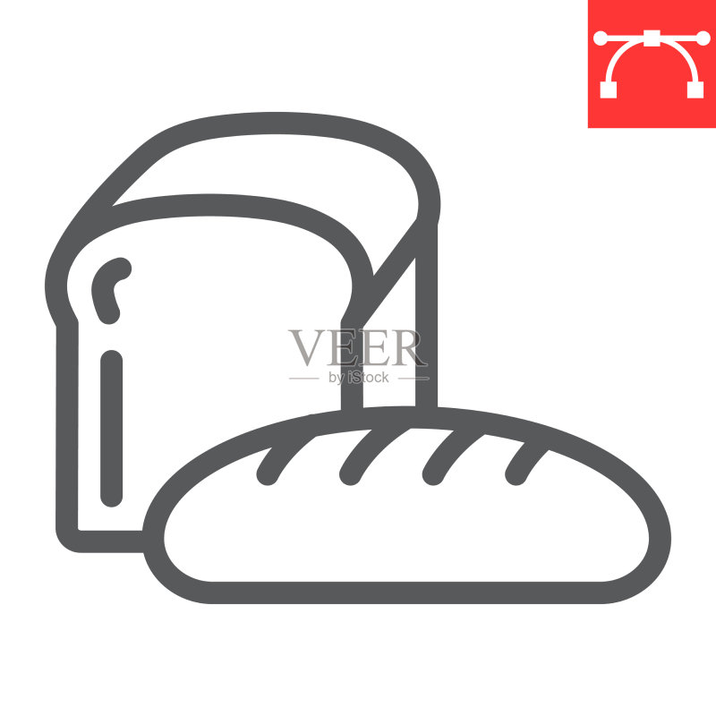 面包店早餐面包线性图标图标素材