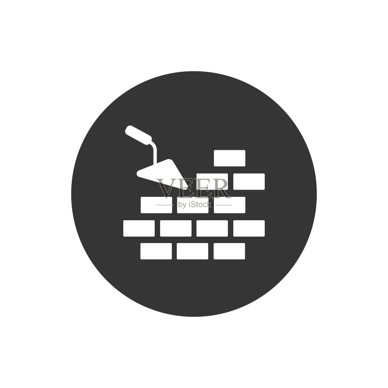 矢量白色砖砌和建筑泥刀图标图标素材