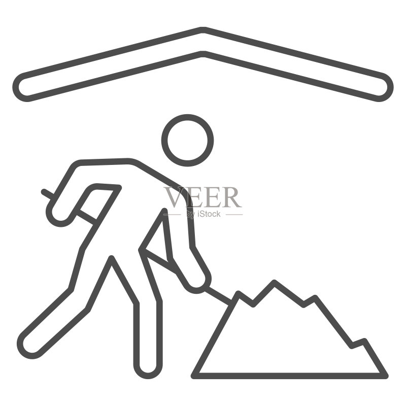 屋檐下工作细线图标图标素材