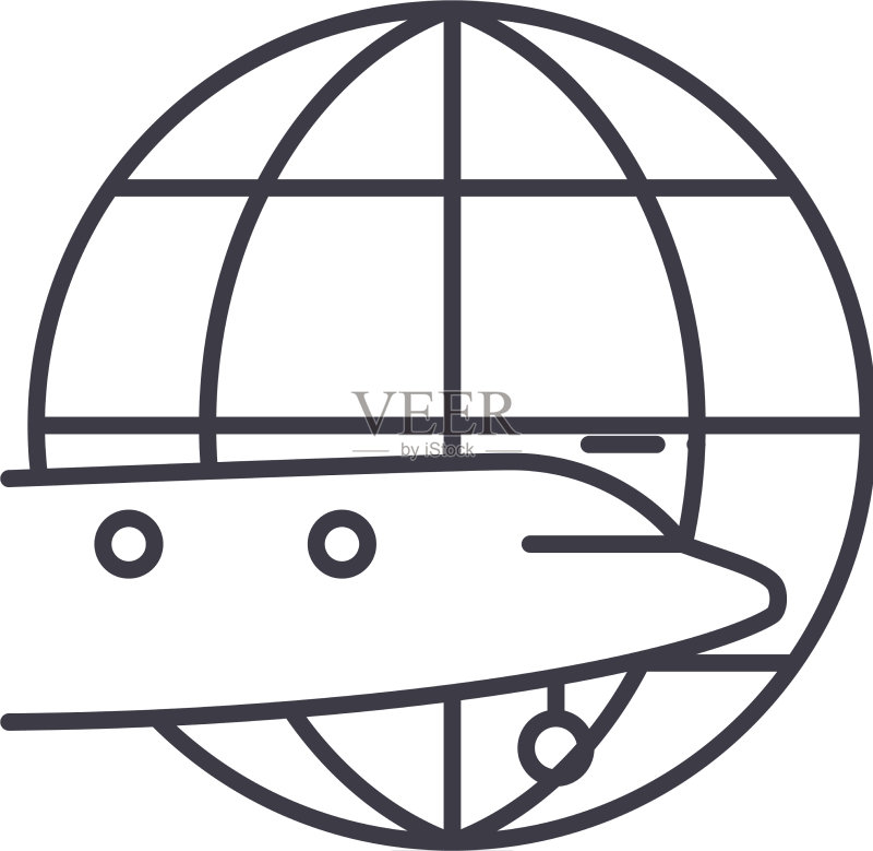 线性隔离的空气输送图标图标素材