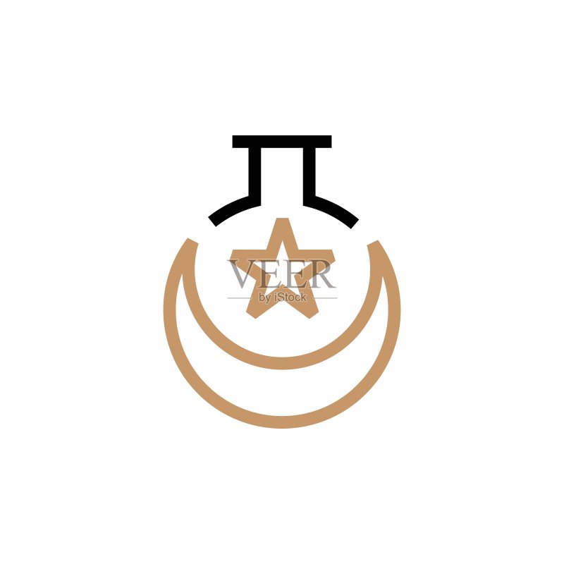 穆斯林实验室轮廓新月星矢量图标插图图标素材
