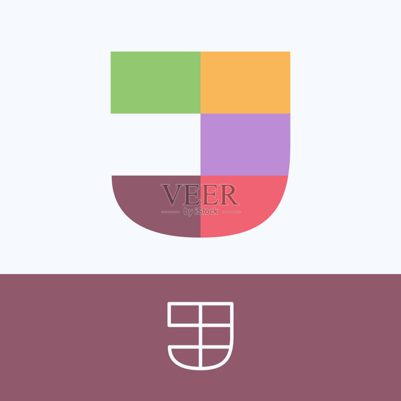 图案积木J字母Logo设计图标素材