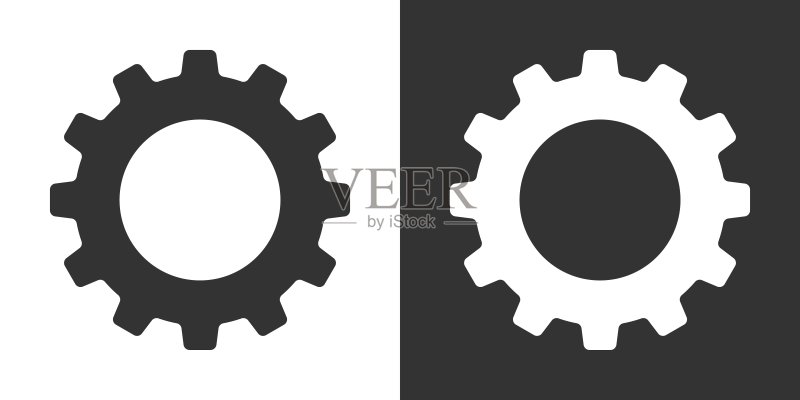 齿轮矢量图标合集:扁平化设置符号,Web应用UI按钮,技术维修概念图标素材
