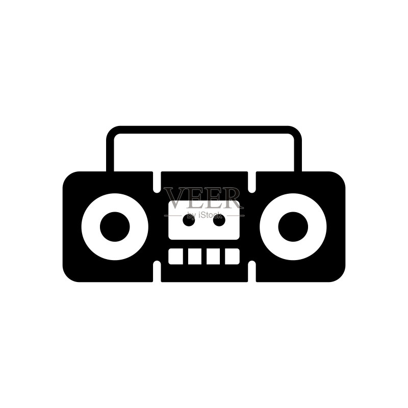 手提式卡带立体声录音机矢量图图标素材