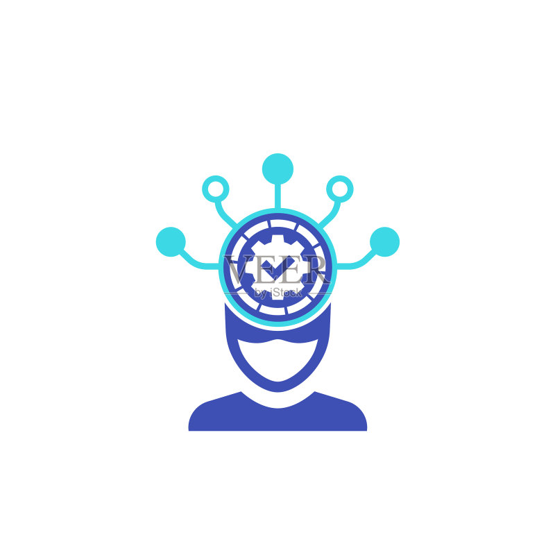 白色背景上的机器学习图标图标素材