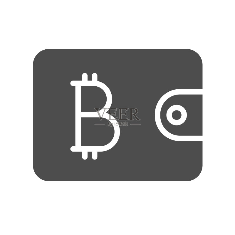 白色背景的比特币钱包剪影矢量图标,用于网页、移动应用、UI设计和印刷图标素材