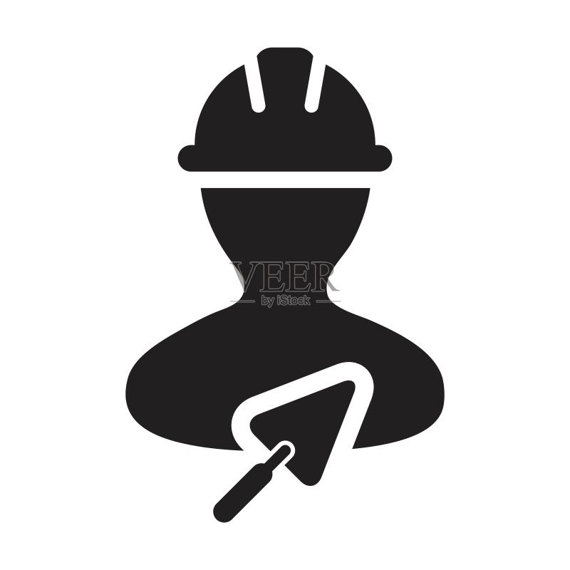 建筑工人头像矢量图图标素材