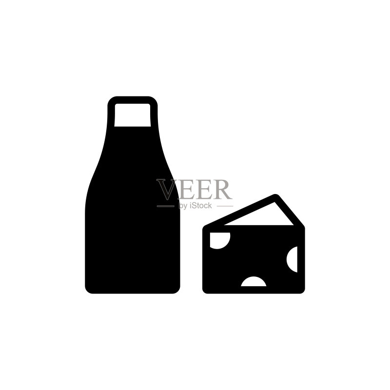牛奶和奶酪轮廓图标,适用于网页和移动设备图标素材