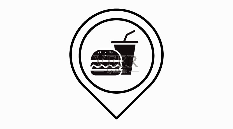 含汉堡和饮料的食品餐厅图标图标素材