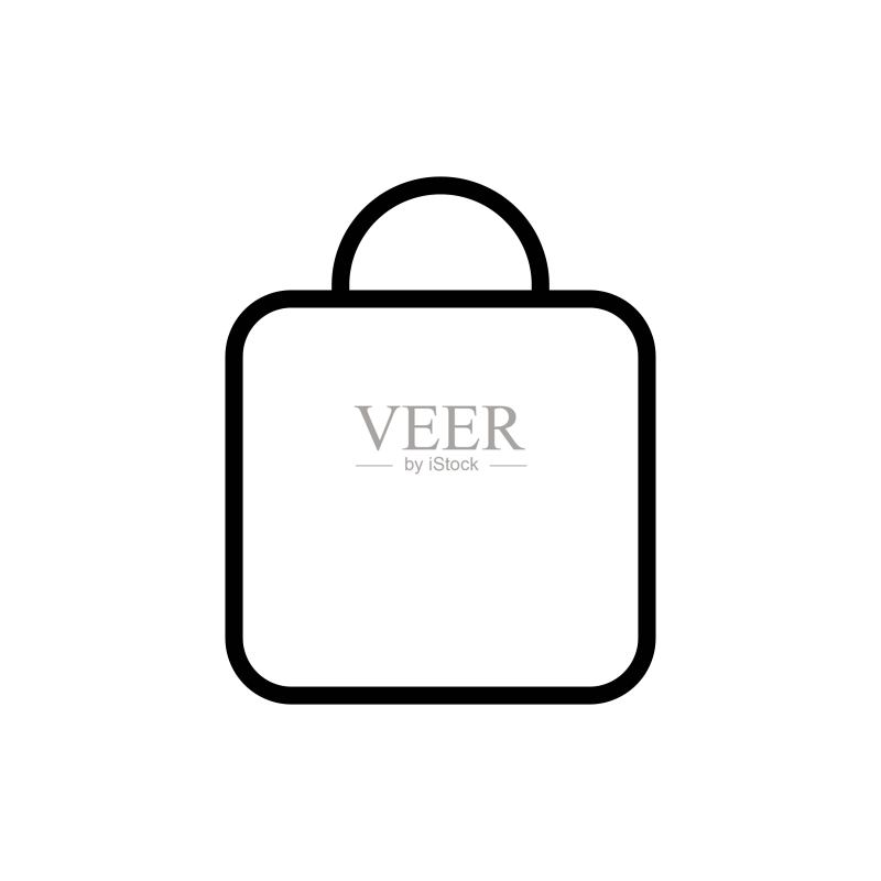 黑色购物袋细线图标:用于插图、logo、移动应用等的扁平隔离符号,矢量EPS 10图标素材