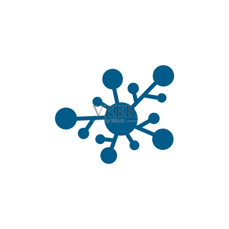 白色背景上的蓝色化学键图标图标素材