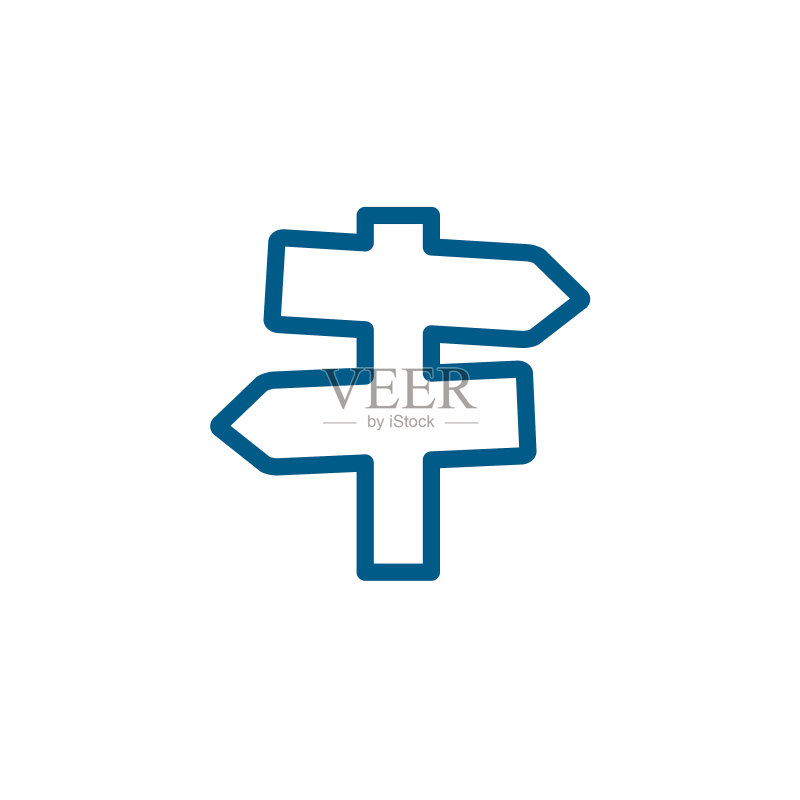 白色背景上的蓝色路标线条图标图标素材