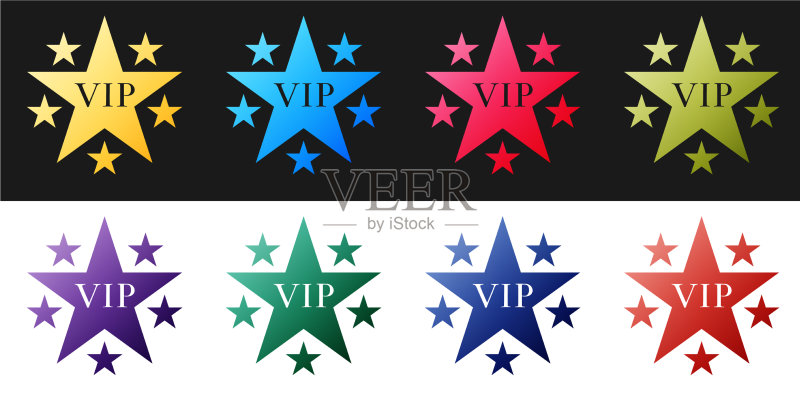 星星VIP和圆圈星星图标图标素材