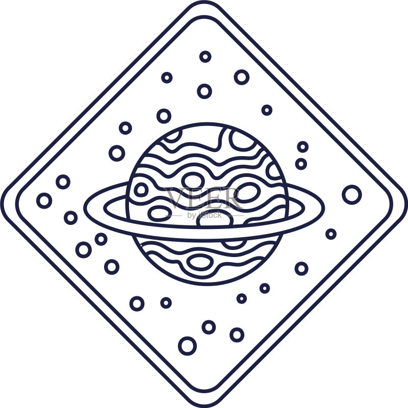 土星行星线条太空徽章图标素材
