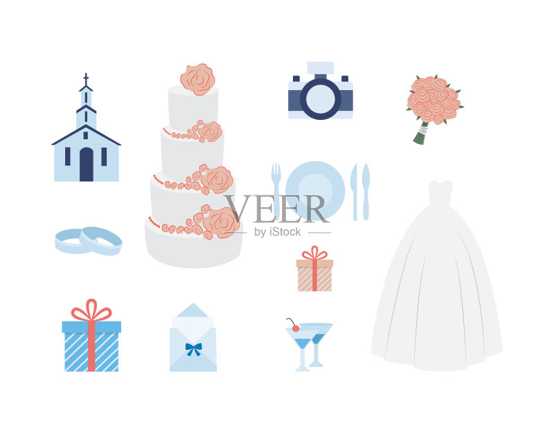 婚礼策划图标集图标素材