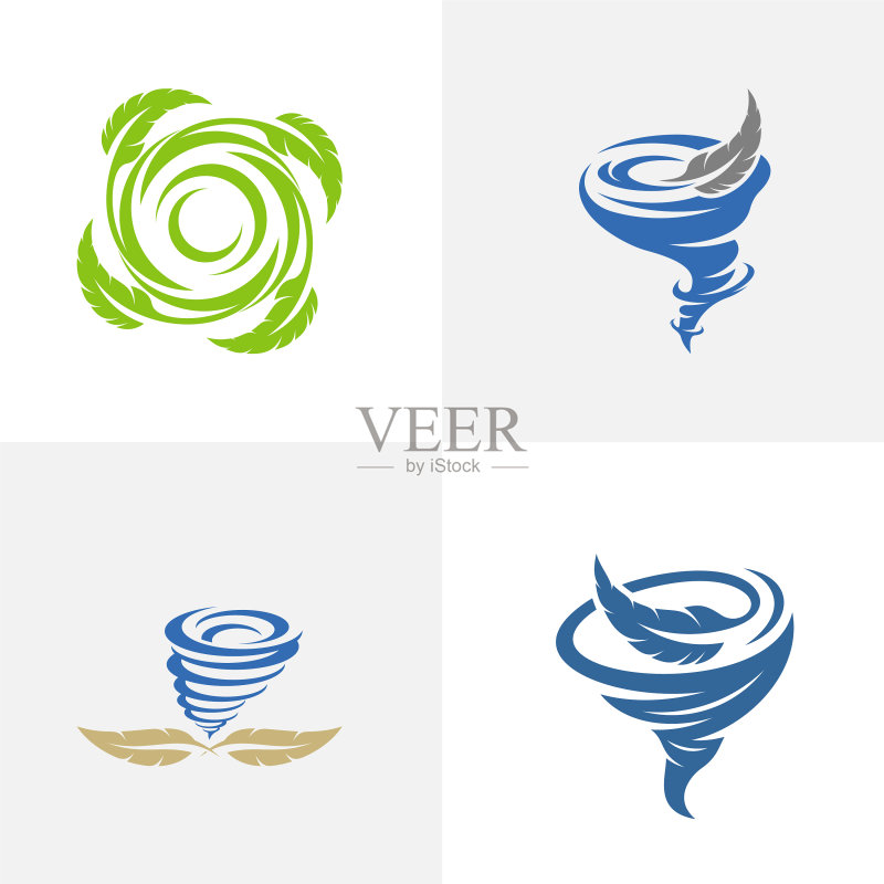 羽毛龙卷风logo模板图标素材