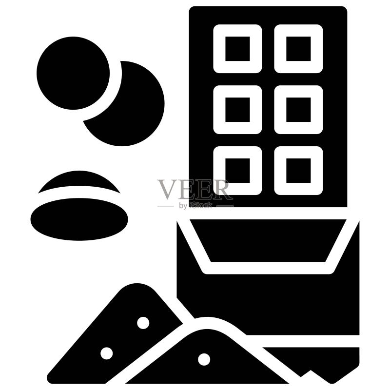 巧克力棒和可可图标,烘焙相关矢量素材图标素材
