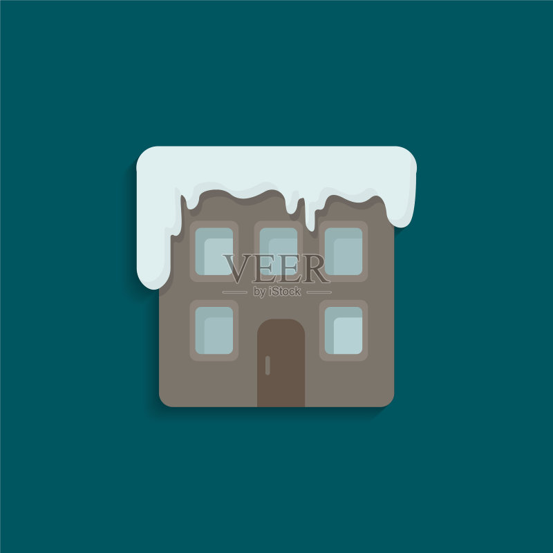 雪中房屋扁平设计元素图标素材