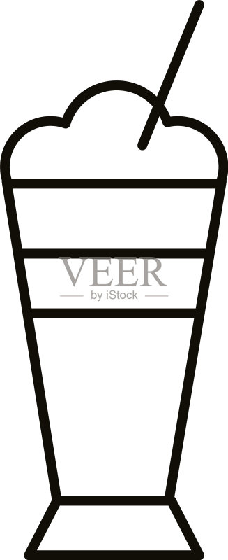 吸管冰咖啡饮品线条风格图标图标素材