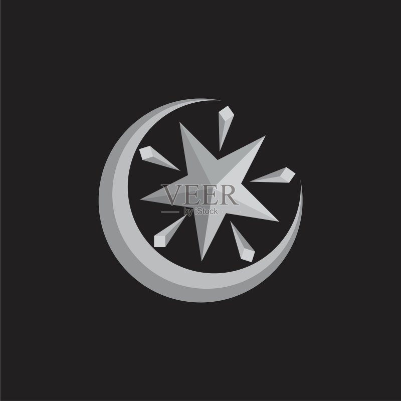 闪耀星月3D渐变标志图标素材