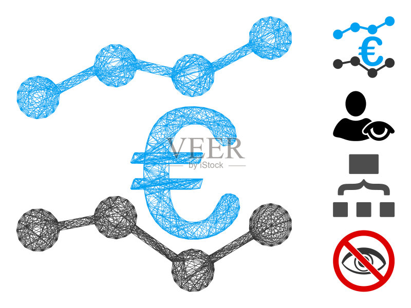 网络欧元趋势网格图标素材