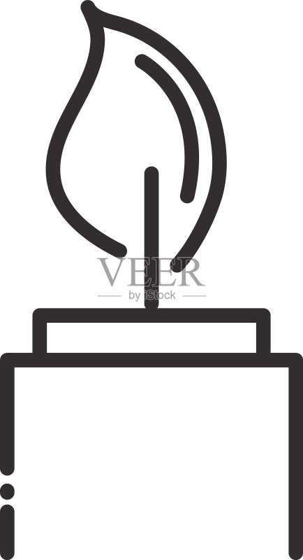 燃烧的蜡烛火焰元素线性图标风格图标素材
