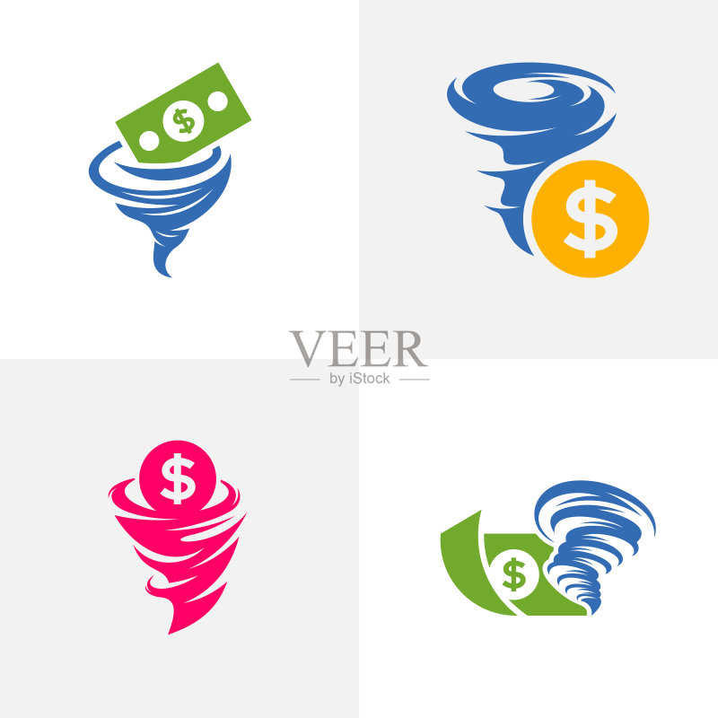 金钱龙卷风Logo模板图标素材