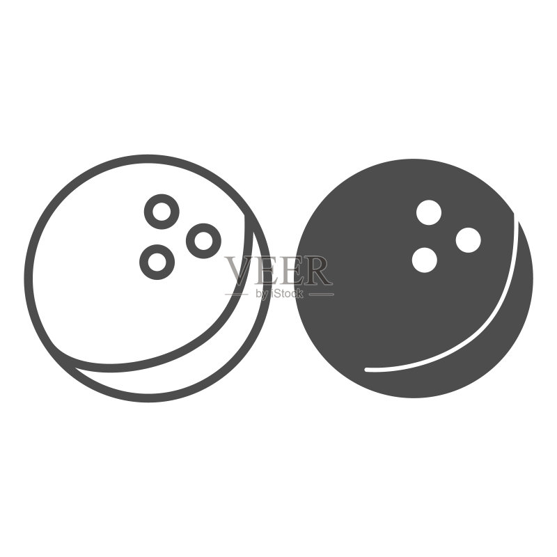 保龄球线条图标,保龄球概念,白色背景上的保龄球比赛标志,用于移动概念和网页设计的轮廓样式球图标。矢量图形图标素材
