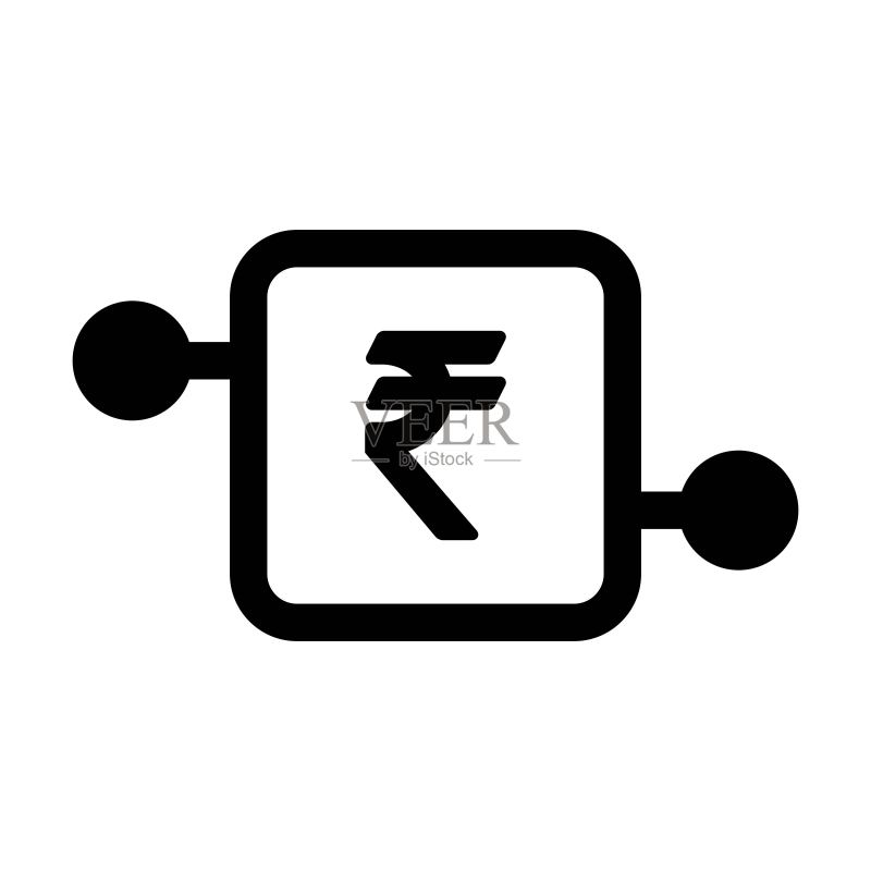 数字交易的印度卢比硬币矢量图标图标素材