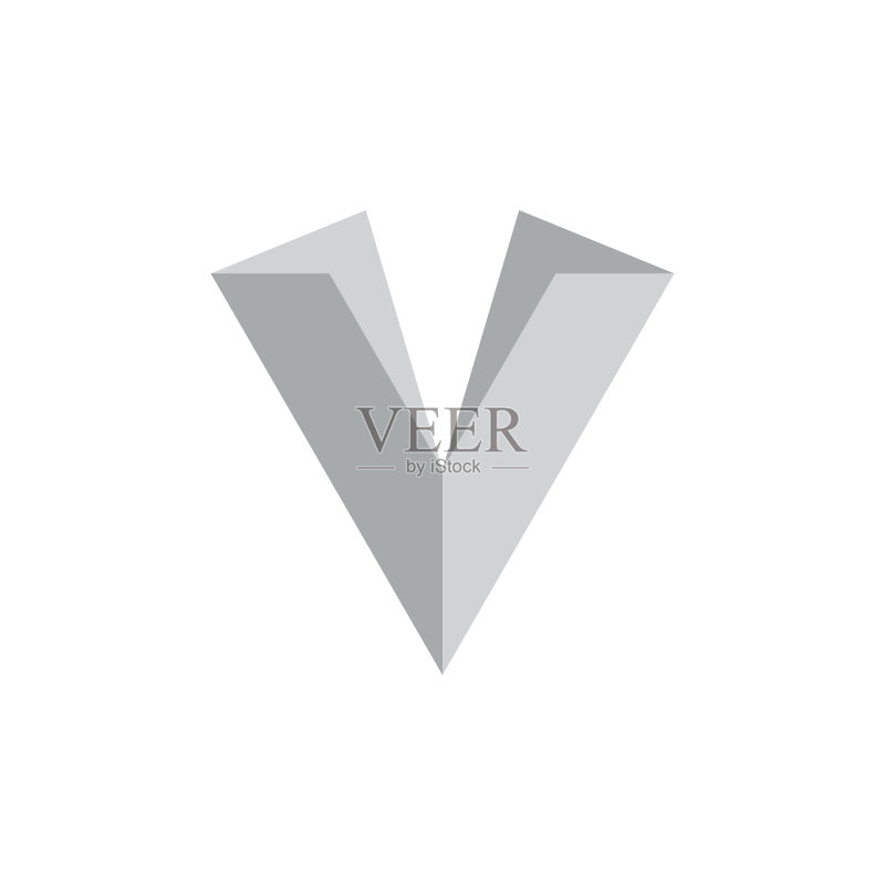 3D字母V简约标志图标素材