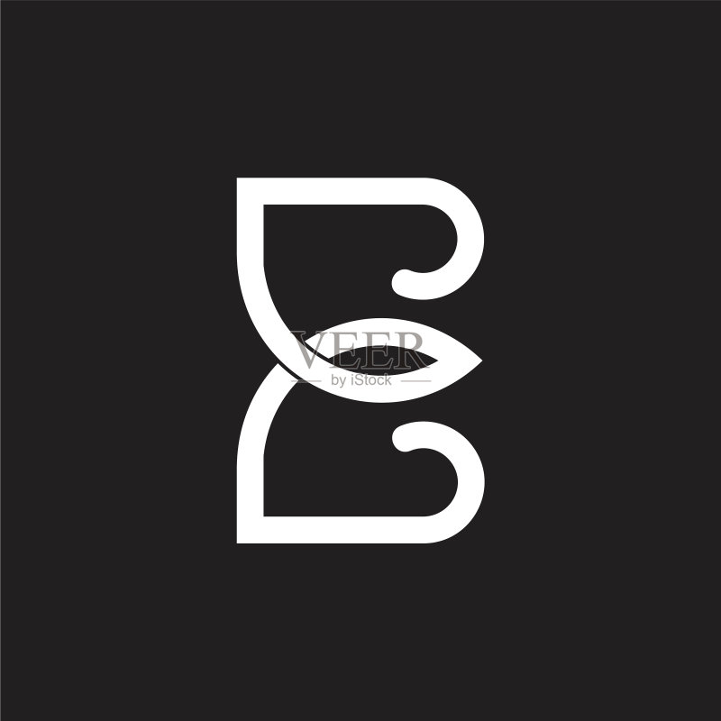 字母E曲线循环几何标志图标素材