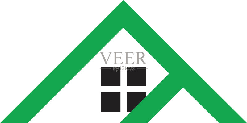 三角形房屋山脉绿色形状线条logo图标素材