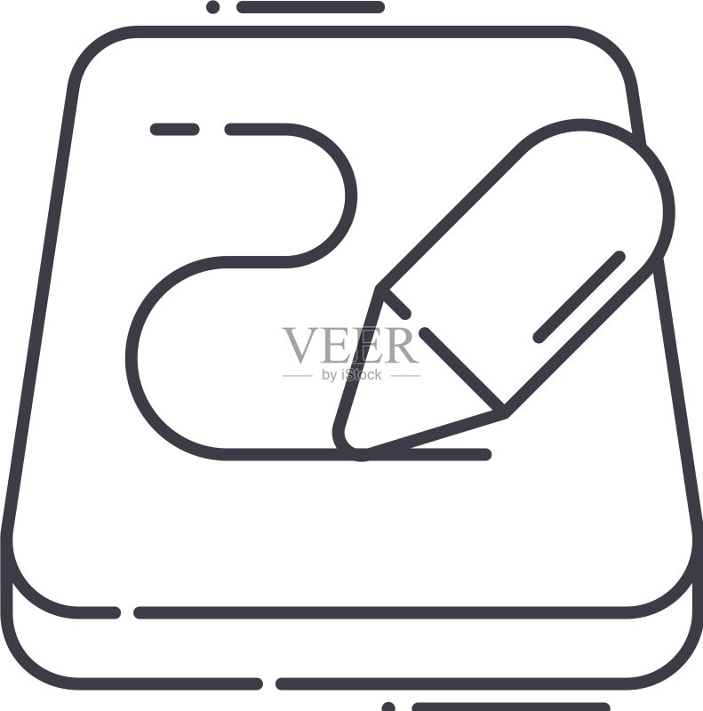 笔和平板设备线性隔离图标图标素材