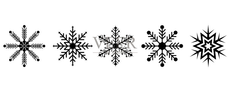 白色背景上的雪花图标合集图标素材