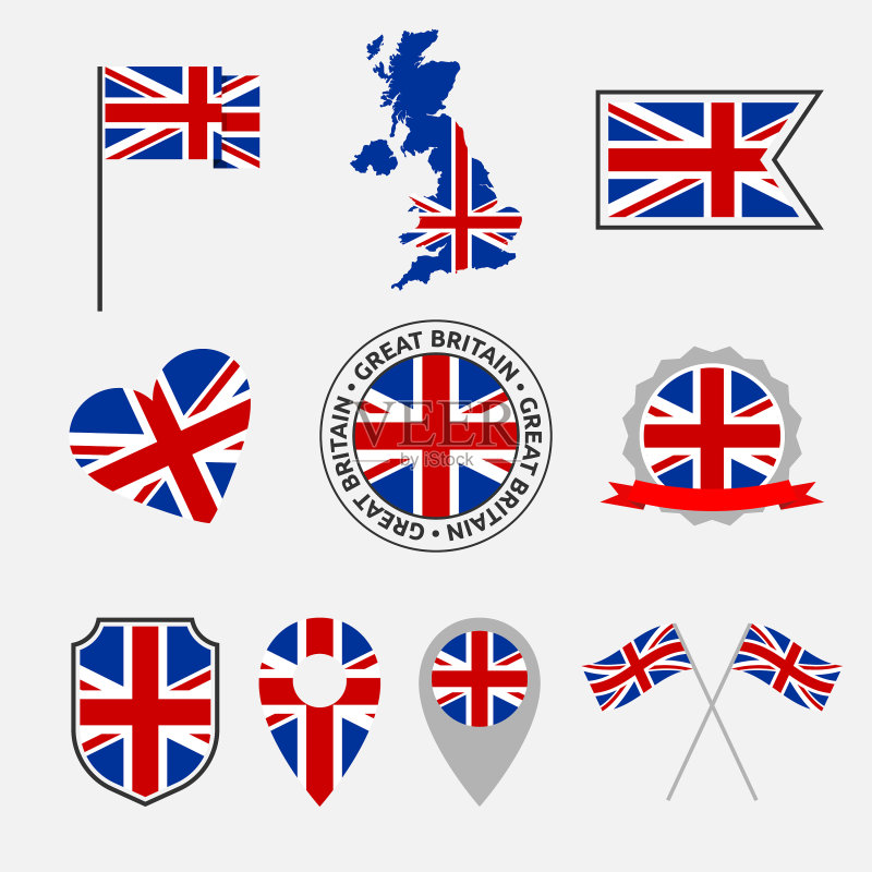 英国国旗图标集:国家象征图标素材