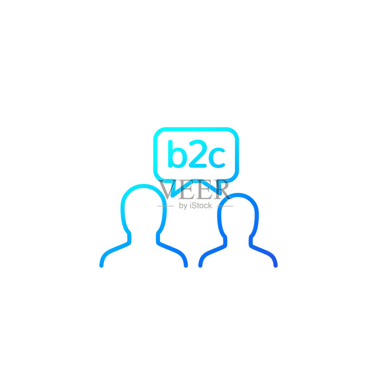 白色背景上的B2C线性图标图标素材