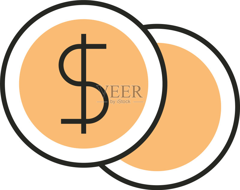 硬币现金货币线性填充图标素材