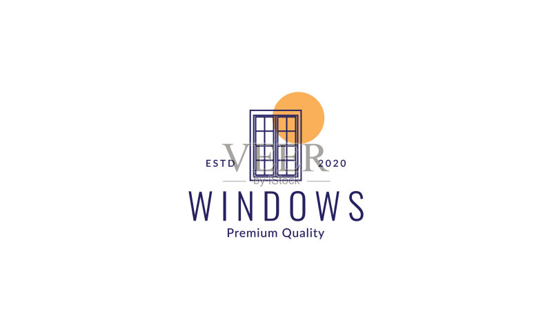 简约日落标志的Windows线条设计图标素材