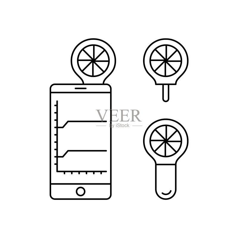 移动峰值流量计线性图标集图标素材