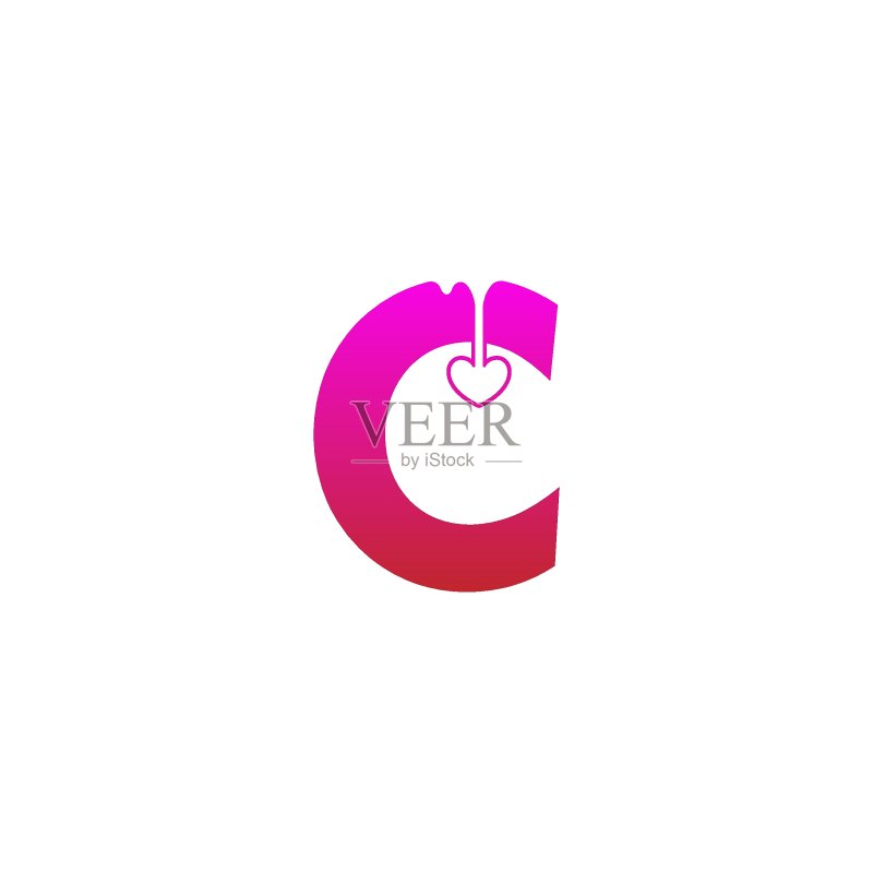 字母C标志,融化的爱心符号设计模板图标素材