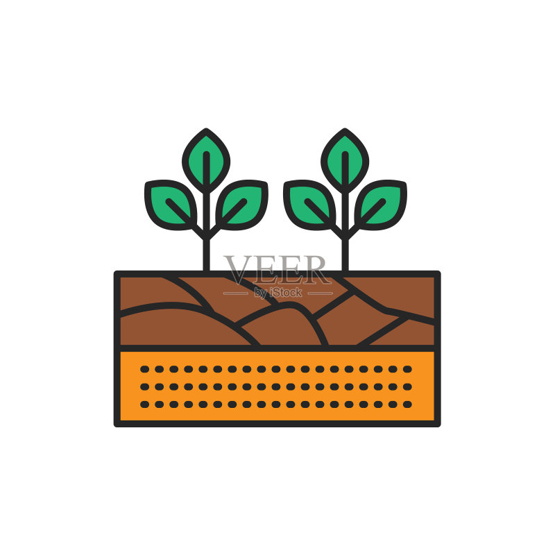 植物生长彩色线条图标,网页象形图图标素材