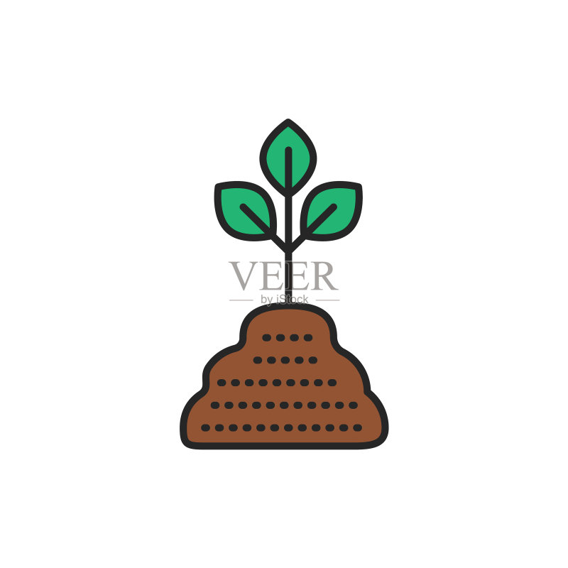 土壤植物彩色线性图标网页示意图图标素材
